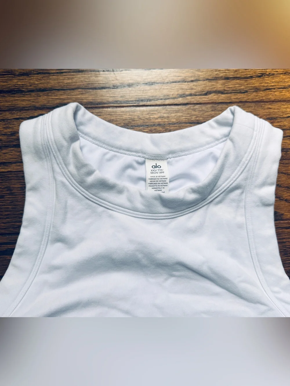 ALO White High neck Seamless Racerback Crop Bra Tank Top